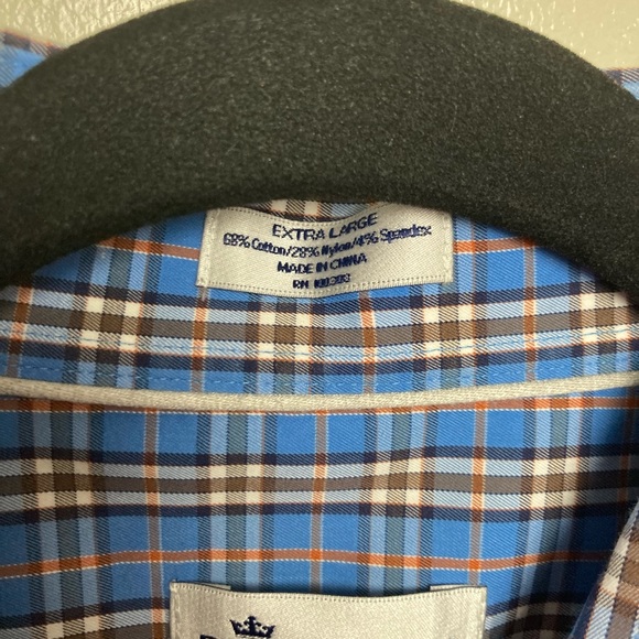 Peter Millar blue with red plaid long sleeve button up shirt. XL - Picture 4 of 5
